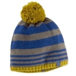 Blue, grey, and yellow toque, beanie. How to stay warm in the winter 
